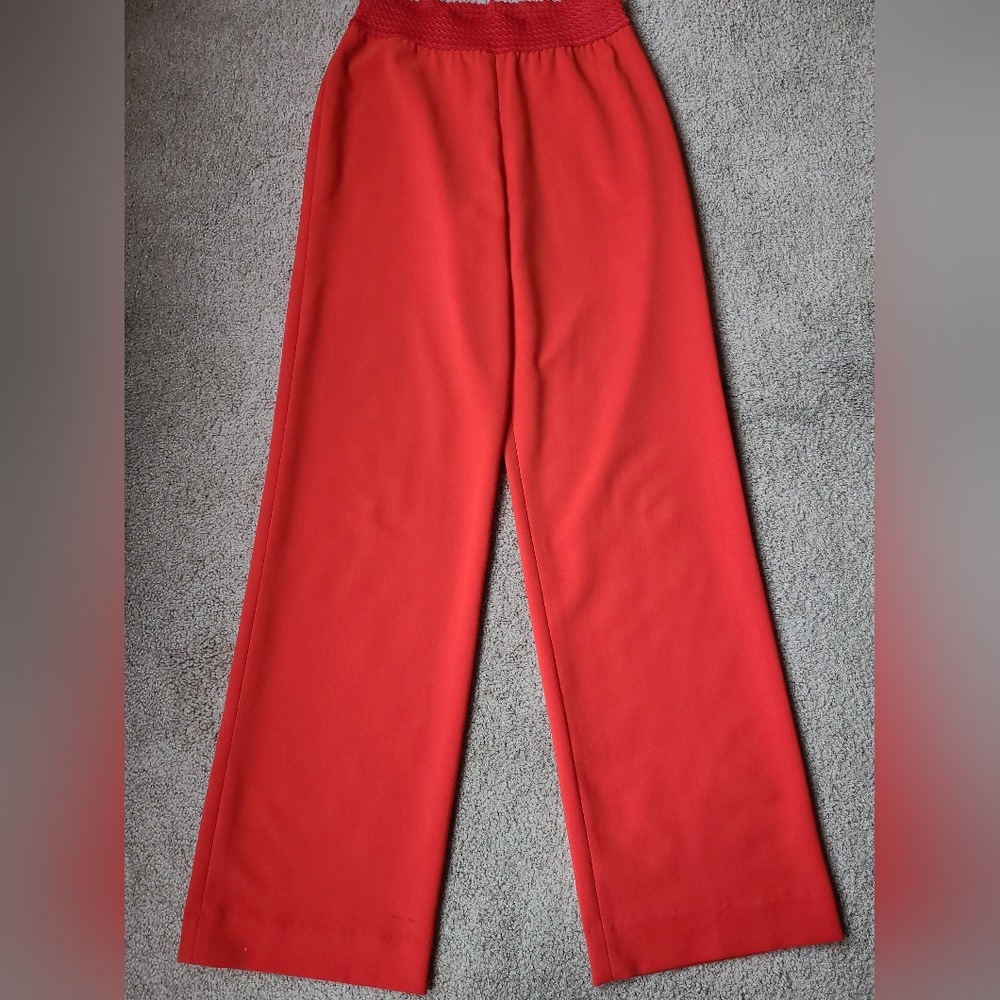 Save The Queen Womens High Rise Wide Leg Trouser Pants Red size S.